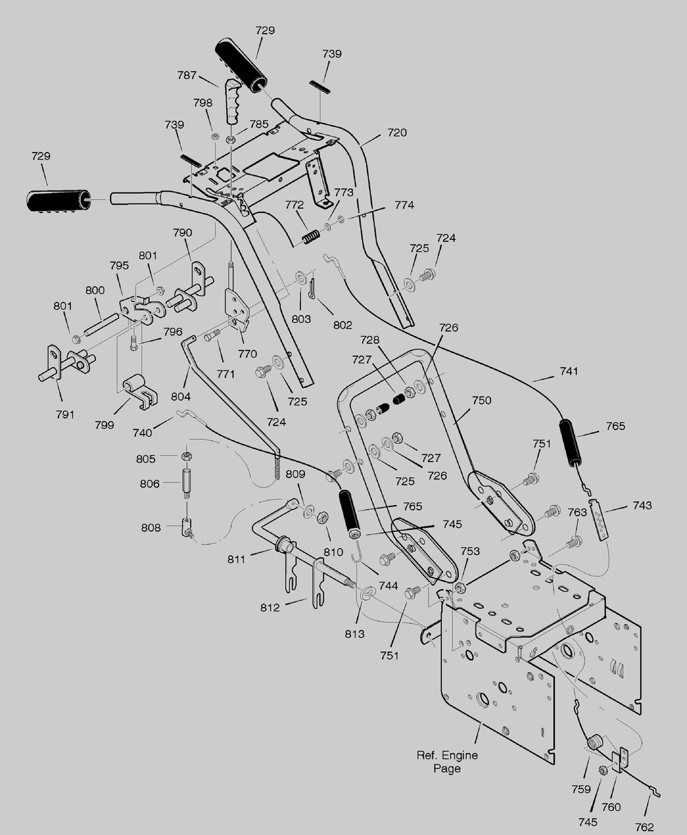 Handle Assembly Diagram and Parts List for 629109X85A 2004 Briggs and Stratton Snow Blower